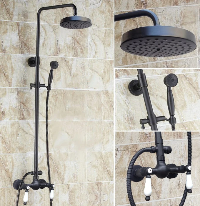 Black Oil Antique Brass Bathroom 7.7" Rainfall Shower Head System with Double Ceramic Handle Hand Shower ars476
Black Oil Antique Brass Bathroom 7.7" Rainfall Shower Head System with Double Ceramic Handle Hand Shower ars476