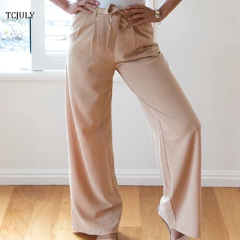 TCJULY Solid Pleated Wide Leg Pants With Sashes High Waist Loose Casual Women's Summer Trousers Pocket Breathable Straight Pants
TCJULY Solid Pleated Wide Leg Pants With Sashes High Waist Loose Casual Women's Summer Trousers Pocket Breathable Straight Pants
