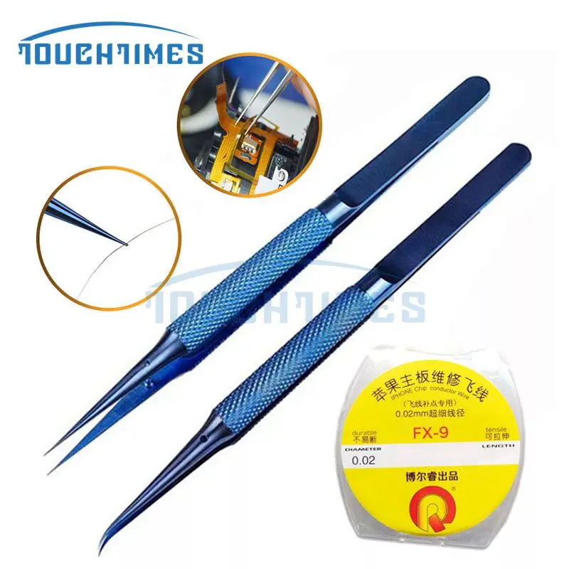 Titanium Alloy Fly Line Fingerprint Tweezers Clip Jumper Line 0.02mm for phone Copper Wire Repair
Titanium Alloy Fly Line Fingerprint Tweezers Clip Jumper Line 0.02mm for phone Copper Wire Repair
