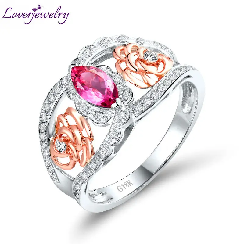 18Kt Two Tone Gold Marquise Pink Tourmaline Engagement Ring with Diamond Genuine Gemstone Jewelry for Women SR00133
18Kt Two Tone Gold Marquise Pink Tourmaline Engagement Ring with Diamond Genuine Gemstone Jewelry for Women SR00133
