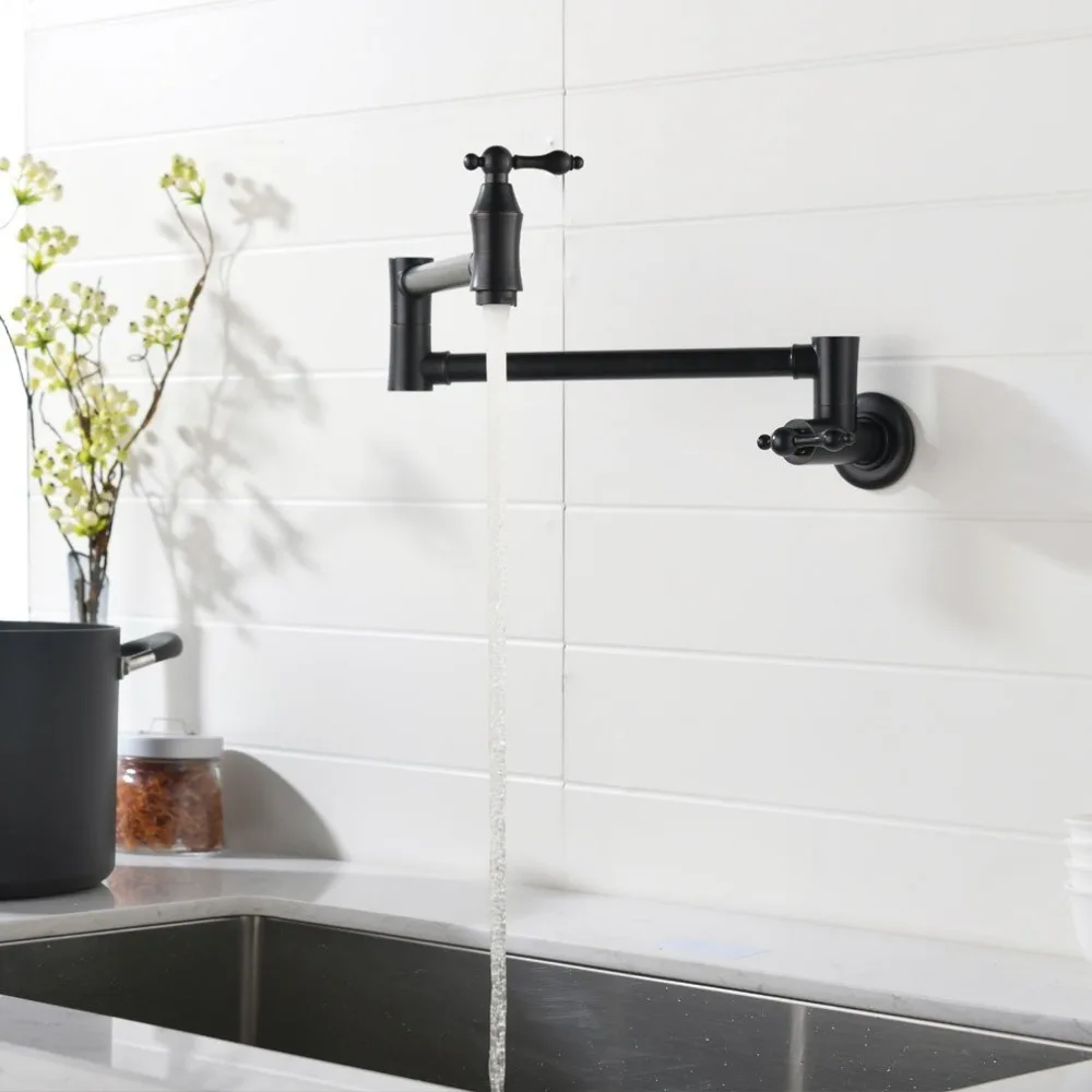 Wall Mount Pot Filler, 2 Handles Brass Kitchen Faucet, Double Joint Spout black Oil Rubbed Bronze
Wall Mount Pot Filler, 2 Handles Brass Kitchen Faucet, Double Joint Spout black Oil Rubbed Bronze