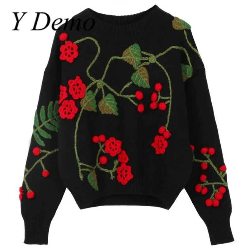 Y Demo Flower Knitted Sweaters For 2018 Vintage Autumn Long Sleeve Pullovers Round Neck Flowers Tops
Y Demo Flower Knitted Sweaters For 2018 Vintage Autumn Long Sleeve Pullovers Round Neck Flowers Tops