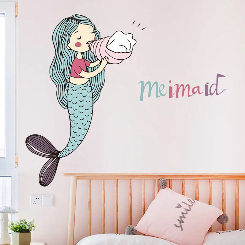 Cartoon lovely mermaid blowing conch wall stickers children's room girls bedroom wall decoration removable bathroom tile sticker
Cartoon lovely mermaid blowing conch wall stickers children's room girls bedroom wall decoration removable bathroom tile sticker