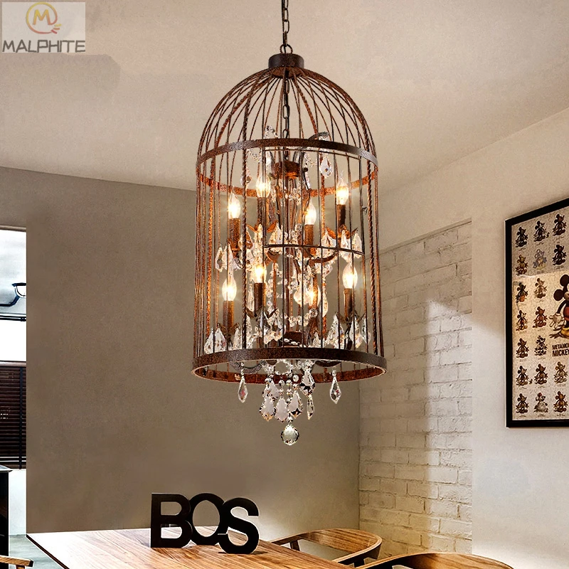 Nordic Retro restaurant bird cage crystal pendant light Home Deco E14 LED candelabro Bulb Black industrial deco lighting fixture
Nordic Retro restaurant bird cage crystal pendant light Home Deco E14 LED candelabro Bulb Black industrial deco lighting fixture