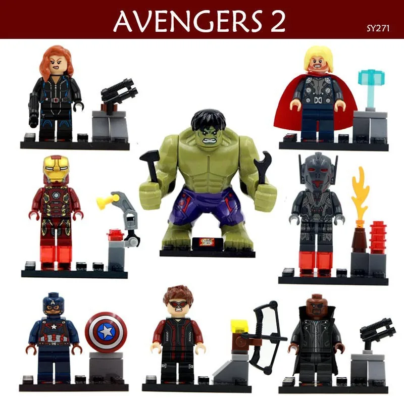 8pcs/set The Avengers Super Heroes Hulk&Thor& Iron_man&Captain Model Building Blocks Kit Children Assembling Toy
8pcs/set The Avengers Super Heroes Hulk&Thor& Iron_man&Captain Model Building Blocks Kit Children Assembling Toy