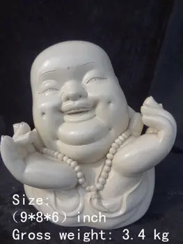 22.9 cm * / Elaborate Chinese Dehua white porcelain happy laughing Buddha hand bead statue
22.9 cm * / Elaborate Chinese Dehua white porcelain happy laughing Buddha hand bead statue