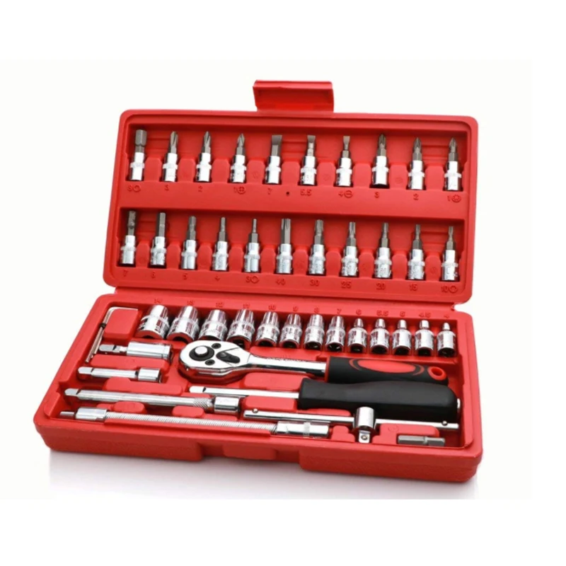 46pcs/set Carbon Steel Combination Tool Set Wrench Socket Spanner Screwdriver Household Motorcycle Car Repair Tool
46pcs/set Carbon Steel Combination Tool Set Wrench Socket Spanner Screwdriver Household Motorcycle Car Repair Tool