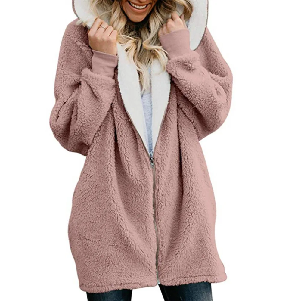 Women Plus Size Winter Long Sleeve Fluffy Zip Up Coat Thicken Faux Fleece Solid Color Hooded Jacket Oversized Loose Outerwear
Women Plus Size Winter Long Sleeve Fluffy Zip Up Coat Thicken Faux Fleece Solid Color Hooded Jacket Oversized Loose Outerwear