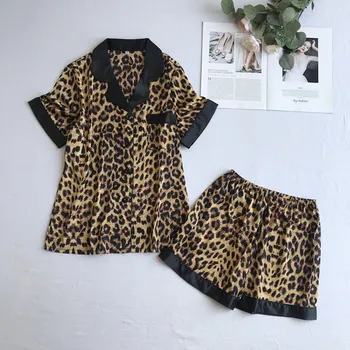 Leopard 2pcs Short Sleeve Shirt&shorts Sleepwear Summer New Pajamas Suit Home Clothes Women Nightwear Sexy Sleep Set Homewear
Leopard 2pcs Short Sleeve Shirt&shorts Sleepwear Summer New Pajamas Suit Home Clothes Women Nightwear Sexy Sleep Set Homewear