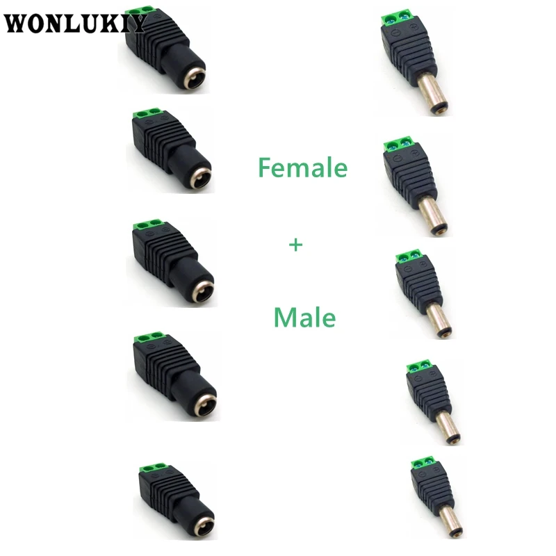 10Pcs Female Male DC Power Plug Connector CCTV Cameras 2.1mmx 5.5mm Adapter For 5050 3528 5630 5730 Single Color LED Strip Light
10Pcs Female Male DC Power Plug Connector CCTV Cameras 2.1mmx 5.5mm Adapter For 5050 3528 5630 5730 Single Color LED Strip Light