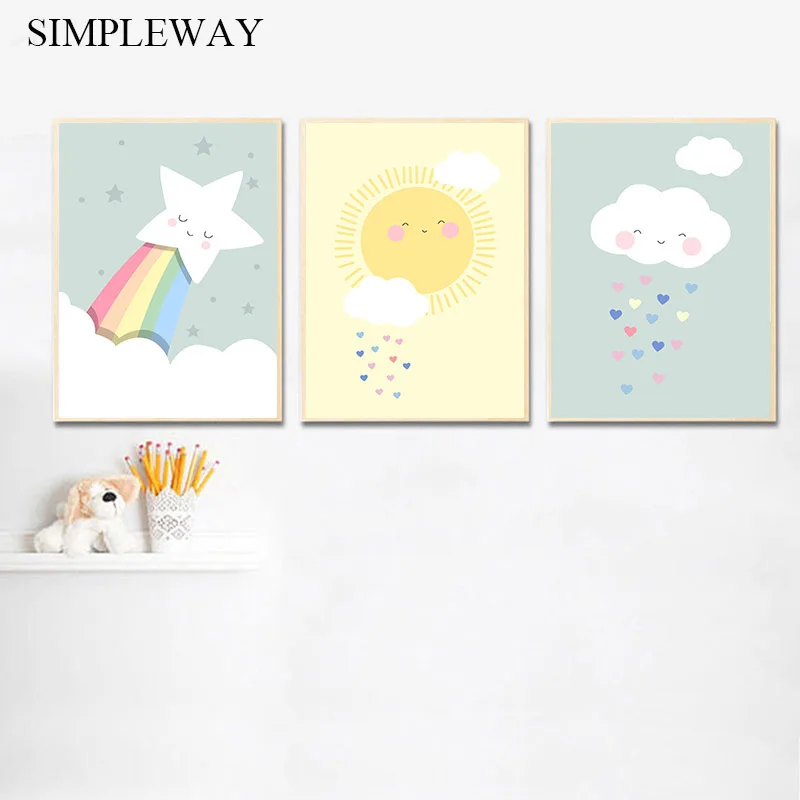Rainbow Cloud Star Nursery Child Poster Simple Print Wall Art Canvas Minimalist Picture Painting Nordic Kids Bedroom Decoration
Rainbow Cloud Star Nursery Child Poster Simple Print Wall Art Canvas Minimalist Picture Painting Nordic Kids Bedroom Decoration