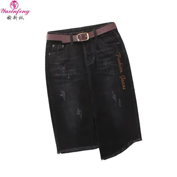Yuxinfeng 2019 New High Waist Black Denim Skirt Women Letter Print Irregular Pencil Jean Skirt Lady Bodycon Skinny
Yuxinfeng 2019 New High Waist Black Denim Skirt Women Letter Print Irregular Pencil Jean Skirt Lady Bodycon Skinny