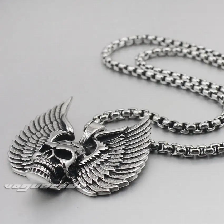 LINSION 925 Sterling Silver Skull Wing Pendant Mens Biker Rock Punk Pendant 8C012
LINSION 925 Sterling Silver Skull Wing Pendant Mens Biker Rock Punk Pendant 8C012