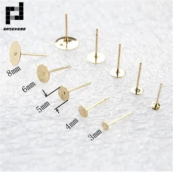 BASEHOME 100pcs Gold Color Stainless Steel Blank Earring Stud Base Fit 3/4/5/6/8mm Cabochon Cameo Settings DIY Jewelry Making
BASEHOME 100pcs Gold Color Stainless Steel Blank Earring Stud Base Fit 3/4/5/6/8mm Cabochon Cameo Settings DIY Jewelry Making