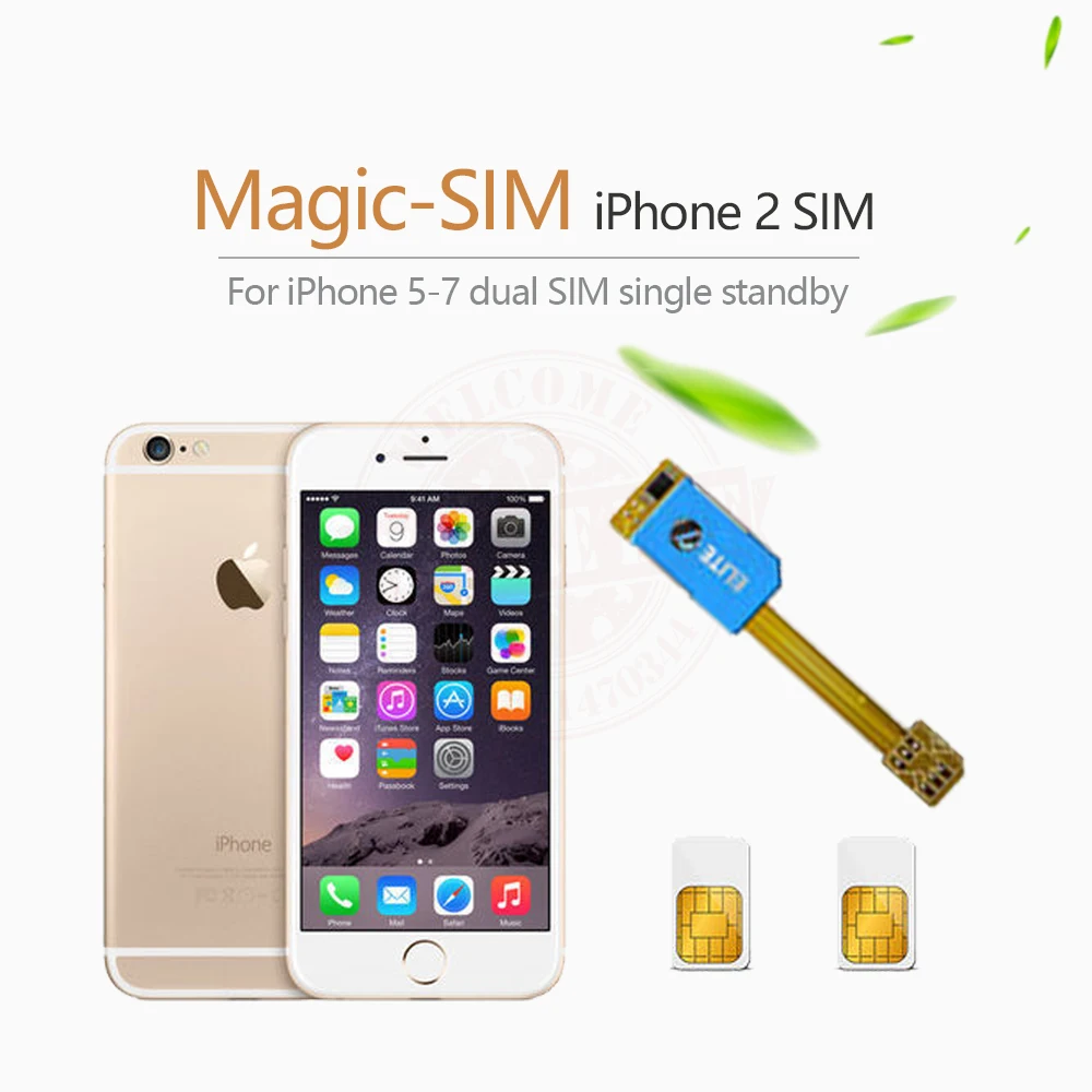Магия-SIM Двойной 2 Сим-Карты Адаптер Слот Одноместный Ожидания Для iphone 5/5s/5c/6/6 s/6