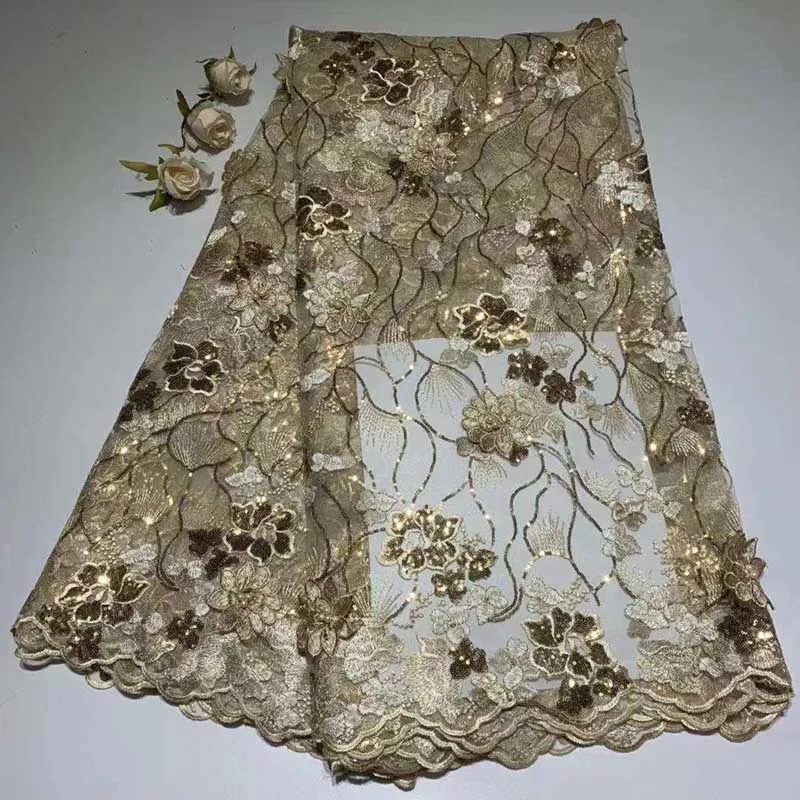 Hot Selling Gold French Tulle Mesh Lace Fabric With Sequins High quality Applique with 3D Flowers Embroidery African Lace Fabric
Hot Selling Gold French Tulle Mesh Lace Fabric With Sequins High quality Applique with 3D Flowers Embroidery African Lace Fabric
