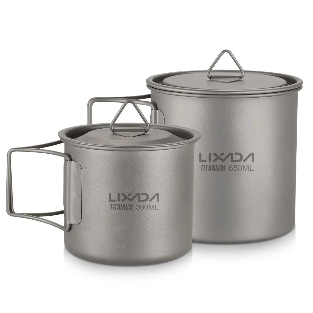 2PCS Ultralight Titanium Cup Set Outdoor Portable Camping Tableware Cookware 350ml+650ml Water Cup Mug with Foldable Handle
2PCS Ultralight Titanium Cup Set Outdoor Portable Camping Tableware Cookware 350ml+650ml Water Cup Mug with Foldable Handle