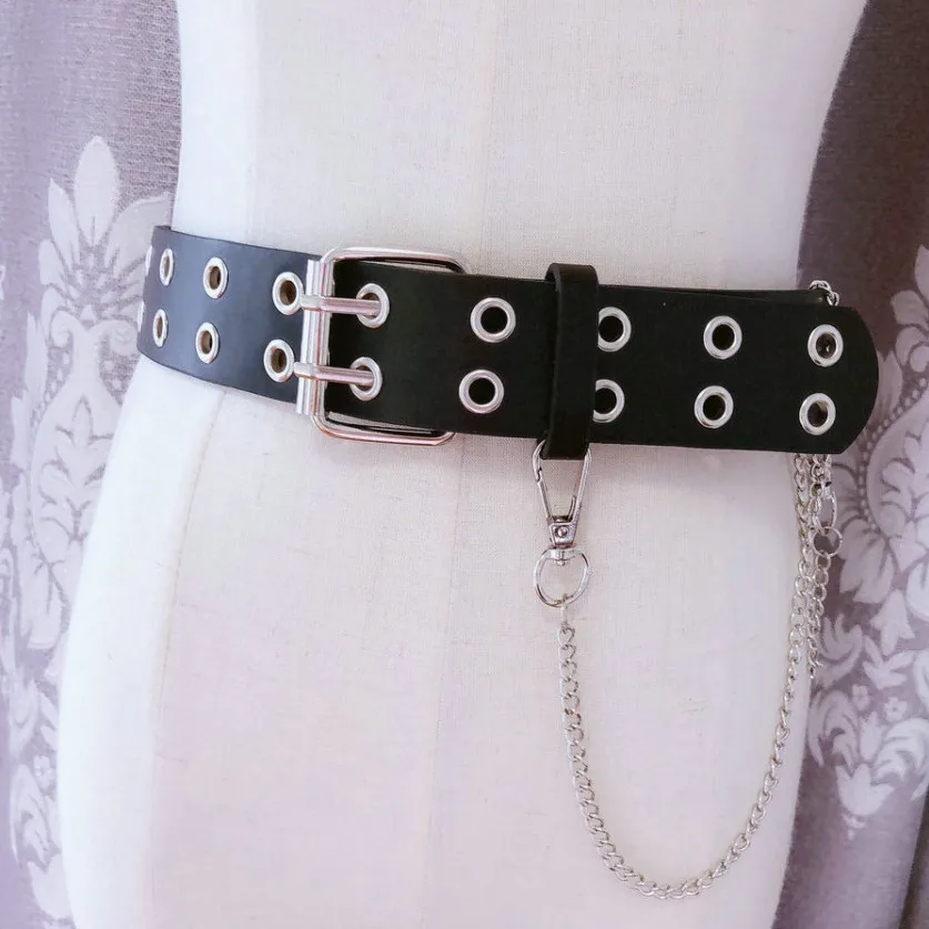 dropshipping Women Punk Chain Belt Black Double layer Eyelet Grommet PU Leather pin Buckle Belt Female Ladies Waist Jeans Belts
dropshipping Women Punk Chain Belt Black Double layer Eyelet Grommet PU Leather pin Buckle Belt Female Ladies Waist Jeans Belts
