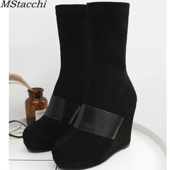 MStacchi Women Mid-Calf Boots Sexy High Heel Shoes For Woman Motocycle Boots Warm Plush High Quality Soft Flock Wedges Heel Boot
MStacchi Women Mid-Calf Boots Sexy High Heel Shoes For Woman Motocycle Boots Warm Plush High Quality Soft Flock Wedges Heel Boot