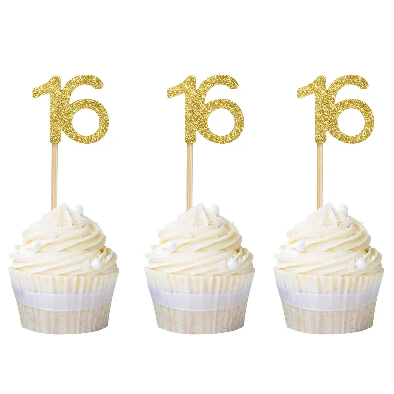 12pcs Gold Glitter Number 16 Cupcake Toppers 16th Birthday Celebration Party Decors Sweet 16 Sweet Sixteen Cake Topper
12pcs Gold Glitter Number 16 Cupcake Toppers 16th Birthday Celebration Party Decors Sweet 16 Sweet Sixteen Cake Topper