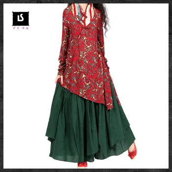 Vintage 70s ethnic long dark green skirt 2020 women female autumn spring Mexican style brand expansion skirt longuette 
Vintage 70s ethnic long dark green skirt 2020 women female autumn spring Mexican style brand expansion skirt longuette