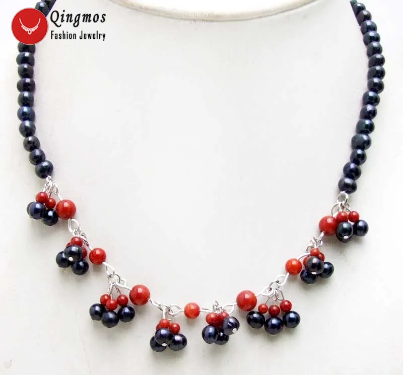 Qingmos Trendy Natural Pearl & Coral Chokers Necklace for Women with 5-6mm Black Pearl and 3-7mm Red Coral 17'' Necklace nec6325
Qingmos Trendy Natural Pearl & Coral Chokers Necklace for Women with 5-6mm Black Pearl and 3-7mm Red Coral 17'' Necklace nec6325