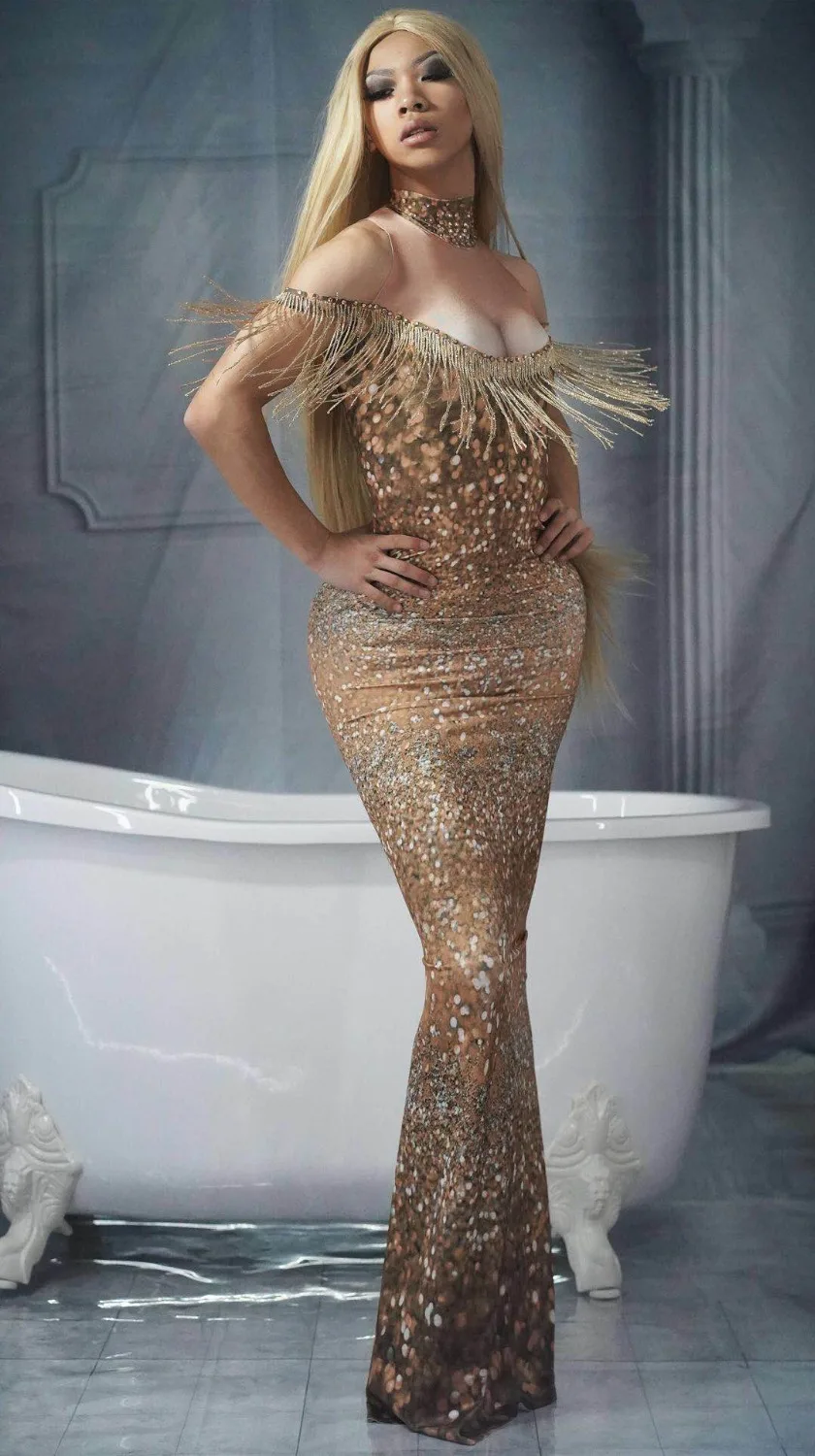 Women New Sequins 6 Colors Tassel Long Dress Evening Party Sexy Dresses Birthday Celebrate Costume Singer Performance Stage Wear
Women New Sequins 6 Colors Tassel Long Dress Evening Party Sexy Dresses Birthday Celebrate Costume Singer Performance Stage Wear