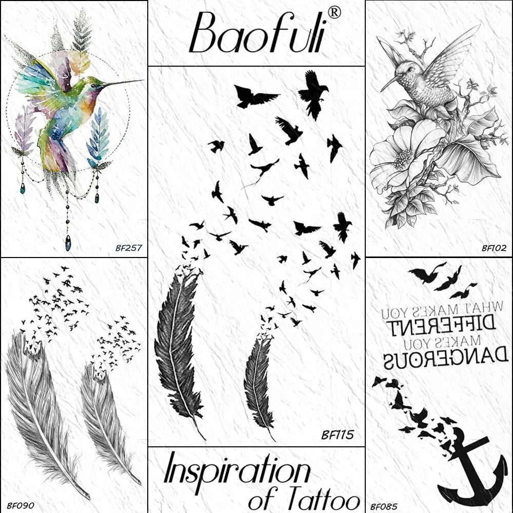 BAOFULI DIY Flying Birds Feather Leaves Temporary Tattoo Sticker Body Art Arm Back Black Sexy Tattoos Waterproof Tatoo Paste
BAOFULI DIY Flying Birds Feather Leaves Temporary Tattoo Sticker Body Art Arm Back Black Sexy Tattoos Waterproof Tatoo Paste