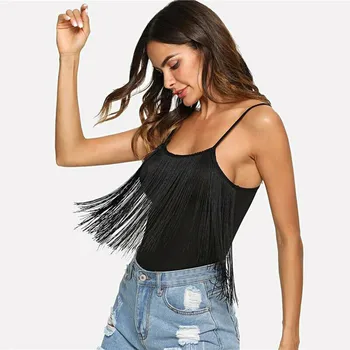 2019 ladies summer clothing tight stretch sexy top black tassel camisole summer suspenders top Bodysuits
2019 ladies summer clothing tight stretch sexy top black tassel camisole summer suspenders top Bodysuits