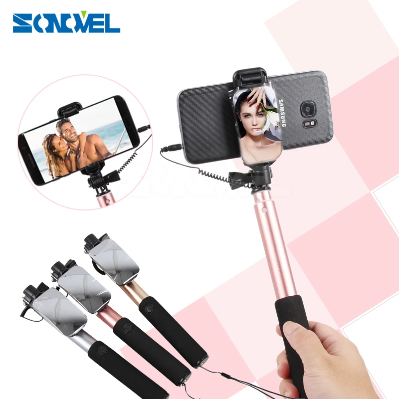 Wired Handheld Selfie Stick Monopod With Mirror Mini Fashion Self-timer For iPhone 6 6S Plus For Samsung Xiaomi Huawei Monopods
Wired Handheld Selfie Stick Monopod With Mirror Mini Fashion Self-timer For iPhone 6 6S Plus For Samsung Xiaomi Huawei Monopods