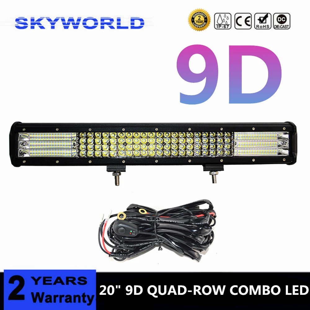 9D 20" 510W Quad Row Led Work Light Bar For Jeep Pickup Truck Offroad 20inch Combo Beam Adjustable Bracket SUV 4WD + Harness
9D 20" 510W Quad Row Led Work Light Bar For Jeep Pickup Truck Offroad 20inch Combo Beam Adjustable Bracket SUV 4WD + Harness