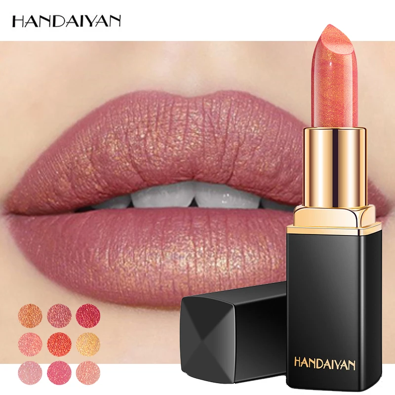 

New HANDAIYAN Mermaid Color Cosmetics Shimmer Lipstick Makeup Shiny Temperature Change Color Glitter Lipstick Lips Batom