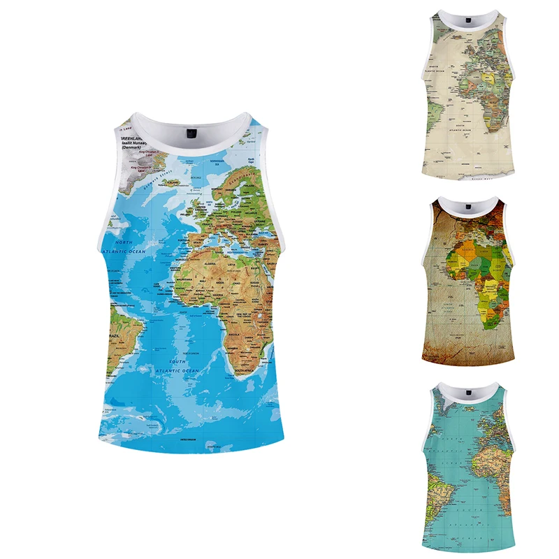 Summer Print World Map 3d Bodybuilding Tank Tops Sports Sleeveless Men Women Clothing Fitness Fashion Cool Hip Hop 3D Vest Cloth
Summer Print World Map 3d Bodybuilding Tank Tops Sports Sleeveless Men Women Clothing Fitness Fashion Cool Hip Hop 3D Vest Cloth