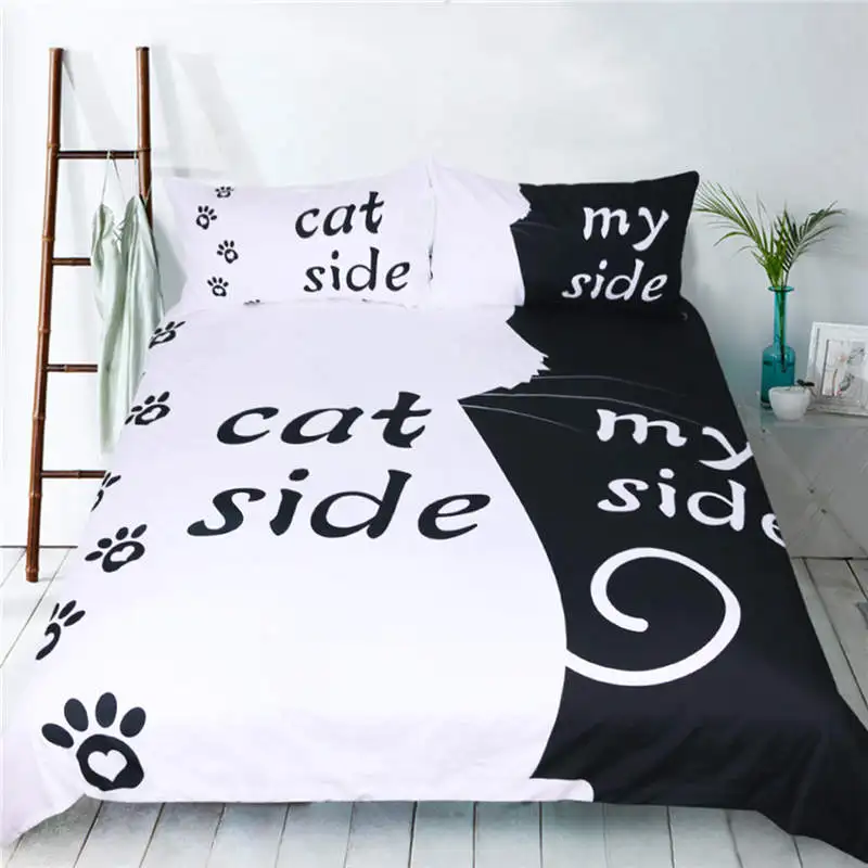 New Black & White Style Bedding Set Creative Dog/Cat Side With My Side Duvet Cover Pillowcase Couple Bed Set Home Textile
New Black & White Style Bedding Set Creative Dog/Cat Side With My Side Duvet Cover Pillowcase Couple Bed Set Home Textile