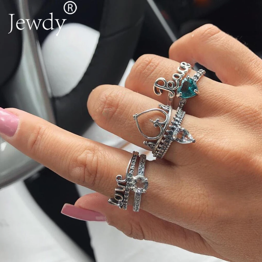 6 PCS/Set Bohemian Crown Heart Star LOVE Knuckle Rings Set for Women White Green Crystal Midi Finger Ring Statement Jewelry 2019
6 PCS/Set Bohemian Crown Heart Star LOVE Knuckle Rings Set for Women White Green Crystal Midi Finger Ring Statement Jewelry 2019