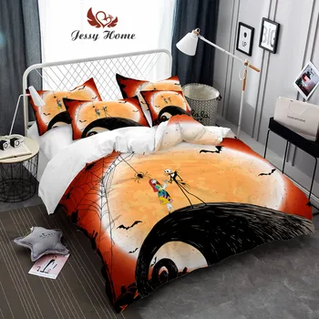 Halloween Bedding Set Smile Pumpkin Bed Linens Corpse Bride Bedclothes 3pcs 4pcs Size One Duvet Cover with Two Pillowcases 
Halloween Bedding Set Smile Pumpkin Bed Linens Corpse Bride Bedclothes 3pcs 4pcs Size One Duvet Cover with Two Pillowcases