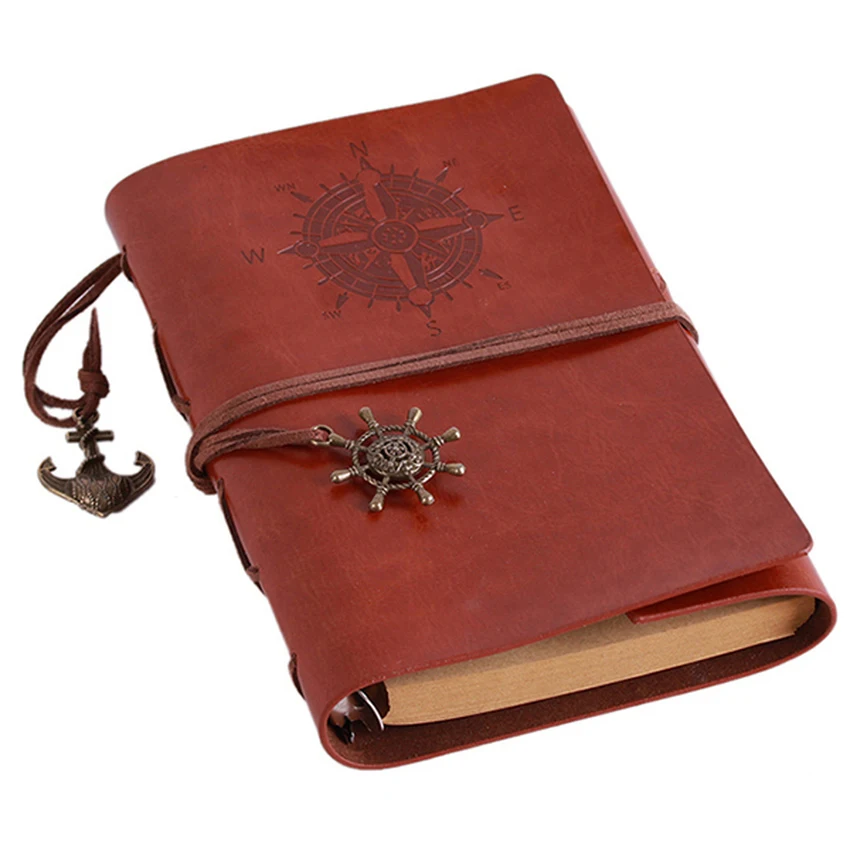 Image MC 2017 Spiral NoteBook Newest Diary Book Vintage Pirate Anchors PU leather Note Book Replaceable Xmas Gift Traveler Journal