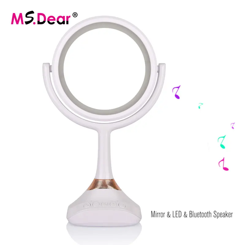 Smart Bluetooth Speaker Makeup Mirror With LED Table Lamp 1X/5X Magnifier USB Rechargeable Cosmetic | Красота и здоровье
