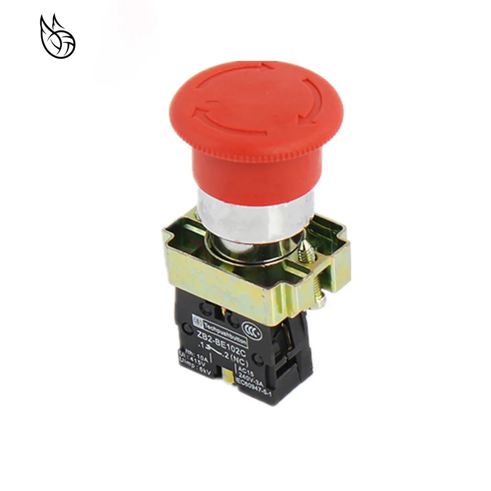 1Pcs AC 600V 10A Red Mushroom Emergency Stop Push Button Switch 22mm NO NC