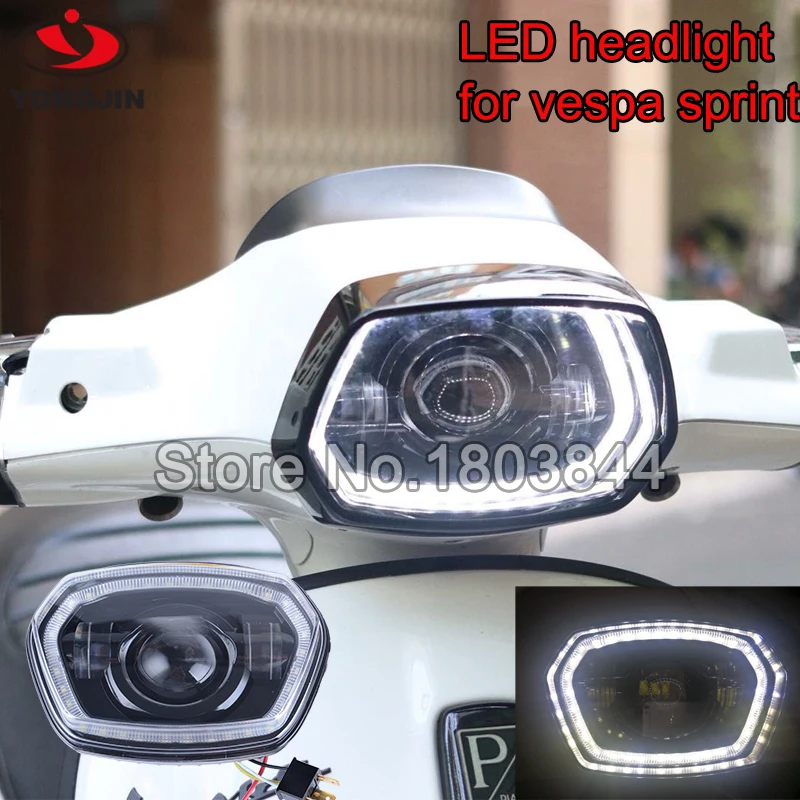 Black LED Headlight High Low Beam Replacement Aluminum Housing with white halo ring for Vespa Sprint 150 GL Super GTR
Black LED Headlight High Low Beam Replacement Aluminum Housing with white halo ring for Vespa Sprint 150 GL Super GTR