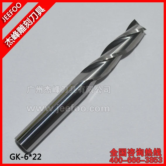 6*22 Three Flutes Carbide Cutters/ End Mill Tools/Cutting Bits/CNC Router Tool Bits/Engraving Tools/Cutting MDF/Wood/PVC
6*22 Three Flutes Carbide Cutters/ End Mill Tools/Cutting Bits/CNC Router Tool Bits/Engraving Tools/Cutting MDF/Wood/PVC