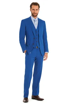 Slim Fit Groom Tuxedo Blue Groomsmen Peak Lapel Wedding/Dinner Suits Best Man Bridegroom (Jacket+Pants+Tie+Vest)B414 
Slim Fit Groom Tuxedo Blue Groomsmen Peak Lapel Wedding/Dinner Suits Best Man Bridegroom (Jacket+Pants+Tie+Vest)B414