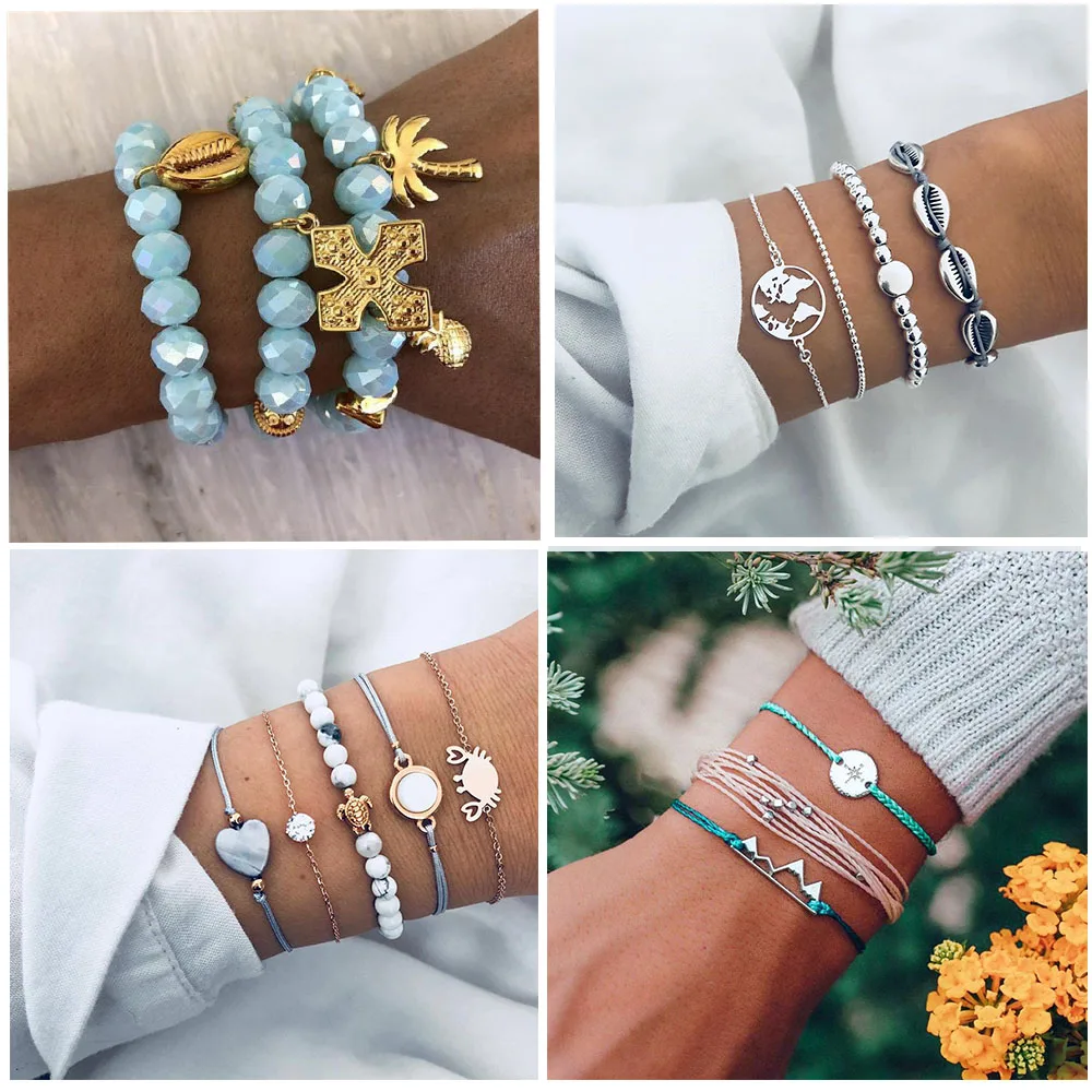 SOHOT Beach Handmade Acrylic Unisex Multilayer Charm Bracelet Boho Chic Alloy Cross Shell Coconut Tree Pendant Holiday Jewelry
SOHOT Beach Handmade Acrylic Unisex Multilayer Charm Bracelet Boho Chic Alloy Cross Shell Coconut Tree Pendant Holiday Jewelry