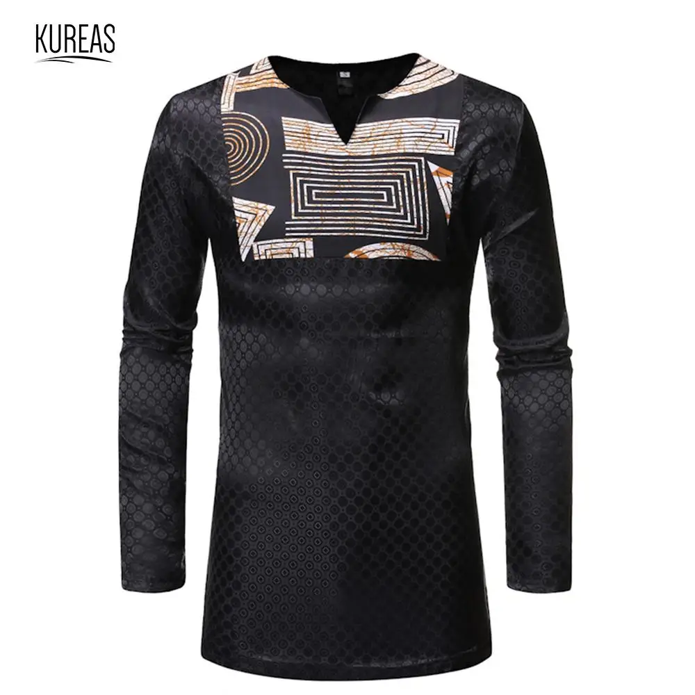 Kureas African Shirt Men Dashiki Tribal V-Neck Long Sleeve Blouse Casual Egyptian elements Slim Fit Dark Grain
Kureas African Shirt Men Dashiki Tribal V-Neck Long Sleeve Blouse Casual Egyptian elements Slim Fit Dark Grain