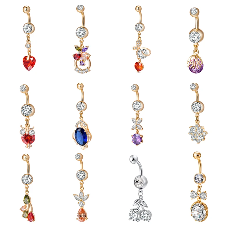 Sexy Litter Cherry Pendant Medical Steel Navel Ring for Women 2019 New Trendy Heart-shaped Zircon Belly Button Piercing
Sexy Litter Cherry Pendant Medical Steel Navel Ring for Women 2019 New Trendy Heart-shaped Zircon Belly Button Piercing