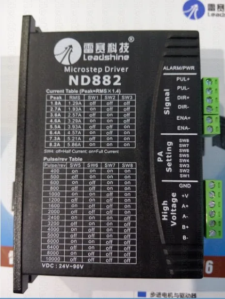 New Leadshine 2-phase stepper driver ND882 new version replace old MD882 driver push NEMA 34 stepper motor DM882S is new model
New Leadshine 2-phase stepper driver ND882 new version replace old MD882 driver push NEMA 34 stepper motor DM882S is new model