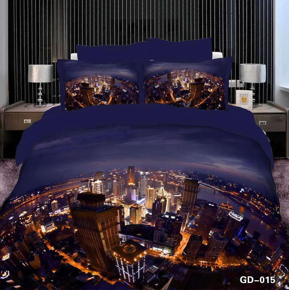 3d City Scene Bedding Sets Duvet Cover Super King Size Queen Full