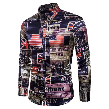 seestern brand new fashion retro American flag print old newspaper men long sleeve shirts British flag letter blouse man tops
seestern brand new fashion retro American flag print old newspaper men long sleeve shirts British flag letter blouse man tops