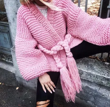 Autumn 2018 Winter women lazy tassel straps lantern sleeved cardigans knitted pull cardigan female cadigans women sweater jumper
Autumn 2018 Winter women lazy tassel straps lantern sleeved cardigans knitted pull cardigan female cadigans women sweater jumper