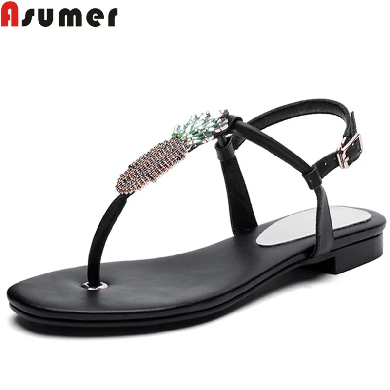 ASUMER fashion new shoes woman buckle genuine leather shoes women crystal flat with ladies shoes casual women sandals 2019
ASUMER fashion new shoes woman buckle genuine leather shoes women crystal flat with ladies shoes casual women sandals 2019